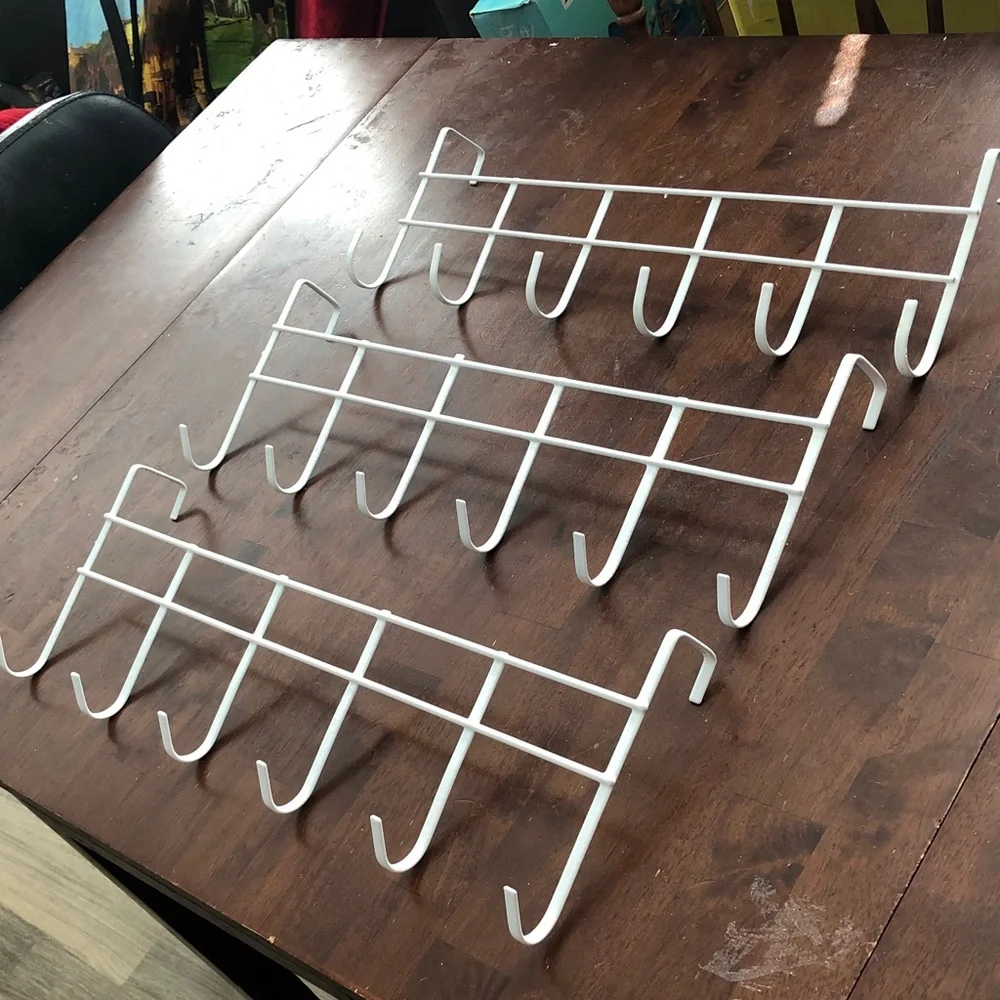 🧡 White Over-the-Door Hook Rack - 3-Pack